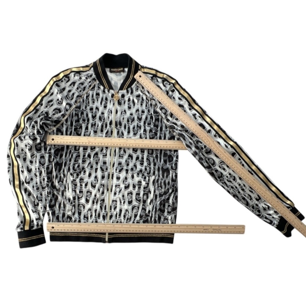 Roberto Cavalli Jacket Velvet Leopard Track Coat Full Zip Womens 6 / 42 Y2K RARE - Picture 6 of 12